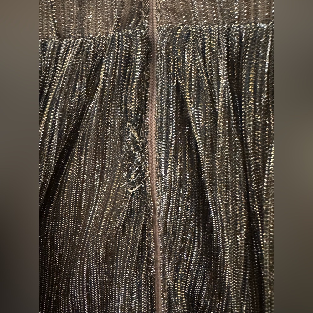 Alex Marie Metallic Pleated Maxi Gown | Size 16P | Elegant Evening Dress - Picture 7 of 9